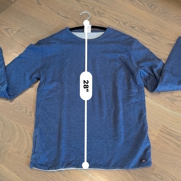 FAHERTY cloud reversible crew shirt in medium M grey heather / navy cream - Picture 16 of 17